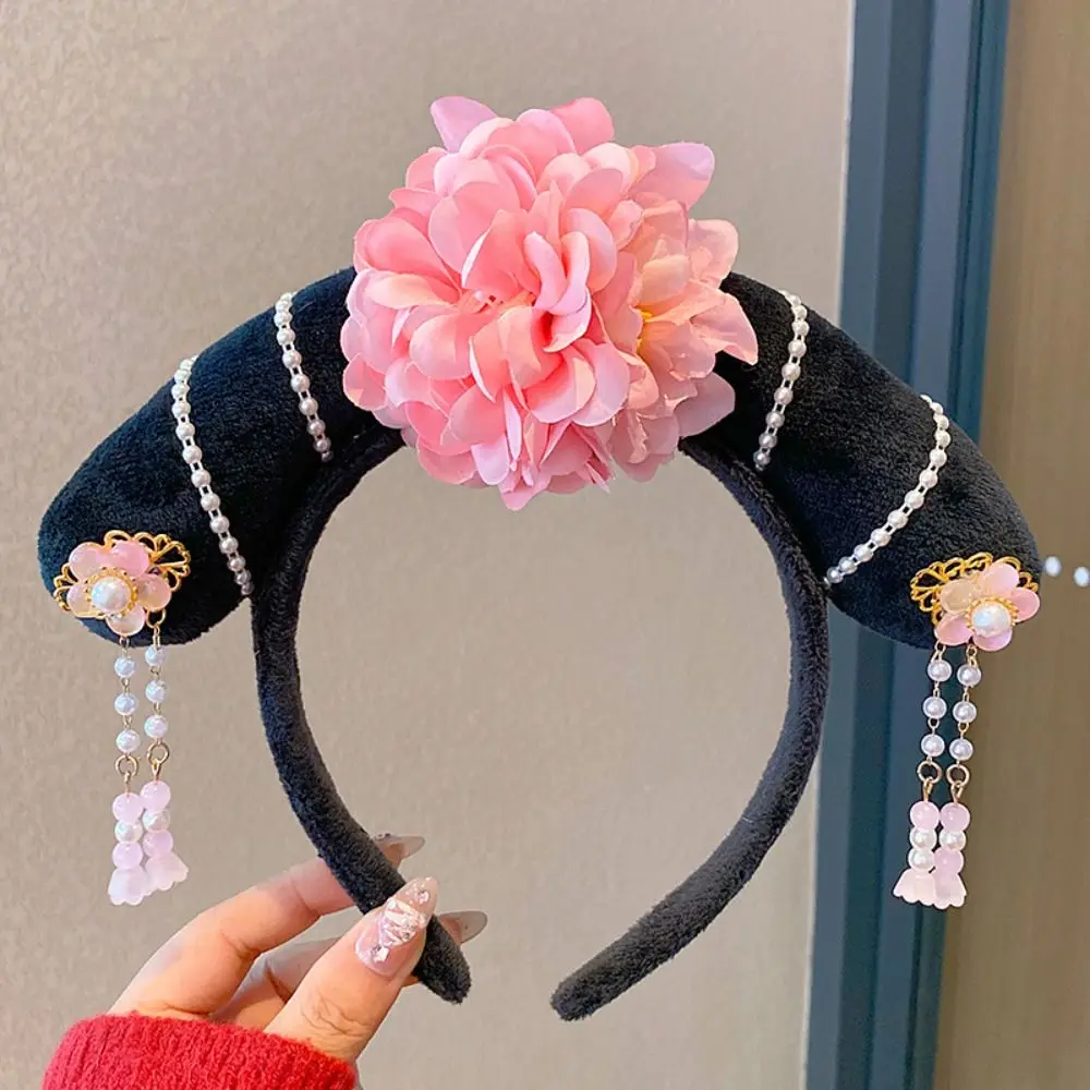 

Flower Chinese Style Headwear Snake Year Velvet Bow Ancient Style Gege Headband Tassel Antique Hair Band Hanfu Headwear Women