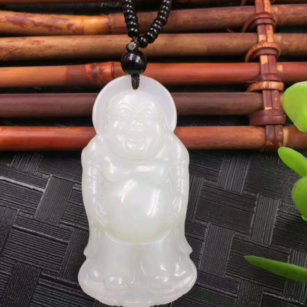 

Exquisite Hetian Jade Malleus Maitreya Buddha Pendant Fashion Jewelyry 53*25mm