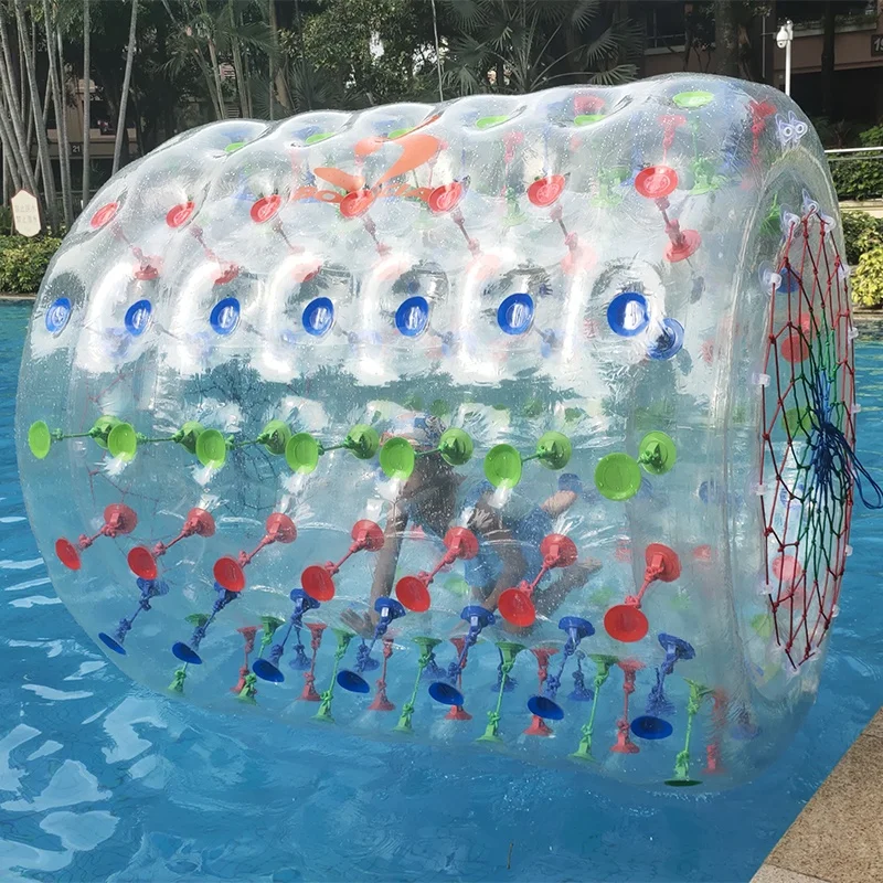 Colorful PVC 1mm strong PVC tarpaulin water proof and fire resisdence Inflatable Water Roller for Land and Water wheeler