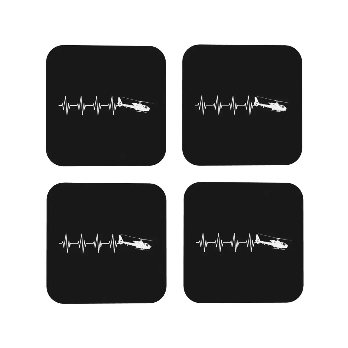 

Вертолет Heartbeat W Подставки Кухонные салфетки Водонепроницаемые изоляционные коврики для чашек Кофейные коврики для декора Домашняя посуда Подушечки Набор из 4 шт.