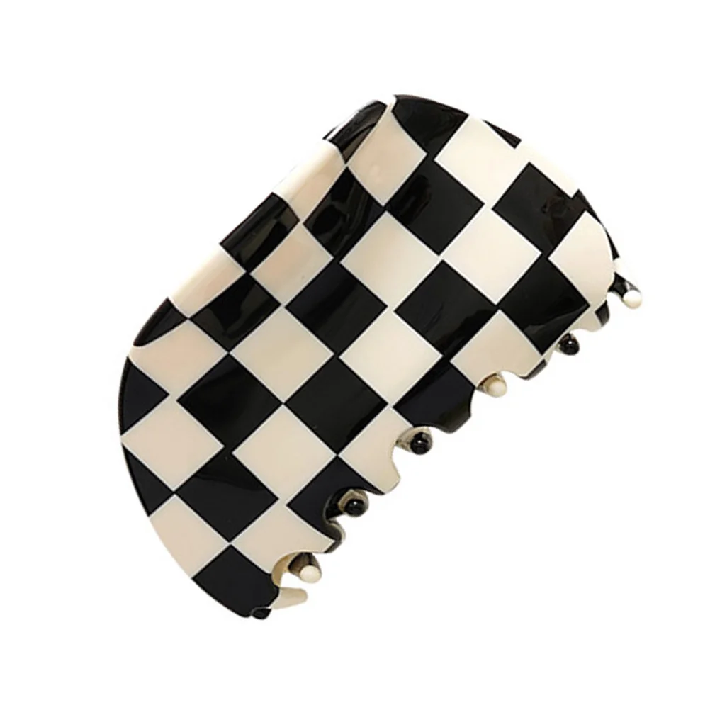 

Hair Claw Clips for Women Black and White Chessboard Barrettes Clamp Shark Thick