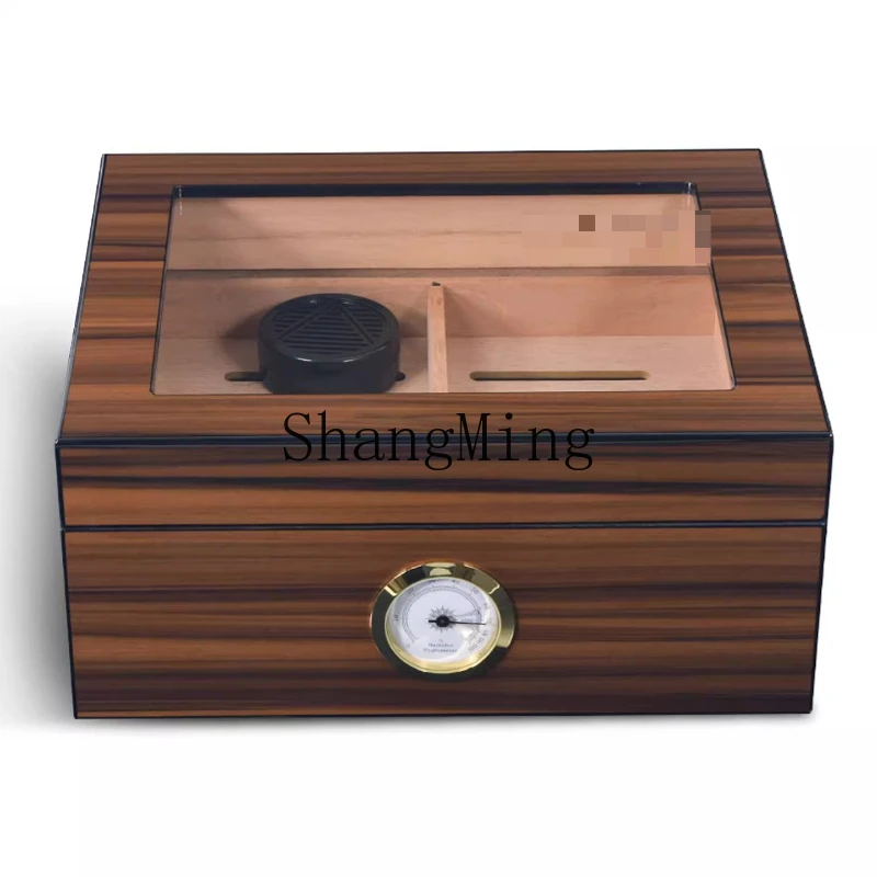 FG Cigar Pine Box Cigar Moisturizer Large Capacity Professional Sealed Cigar Maintenance Box Cabinet Double Layer