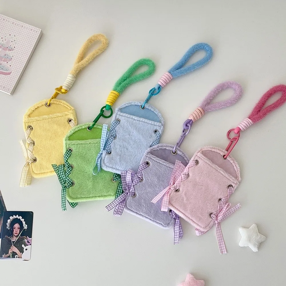 Photocard titular chaveiro fita bowknot ballet estilo campus cartão capa protetora pendurado decoração id crachá titular