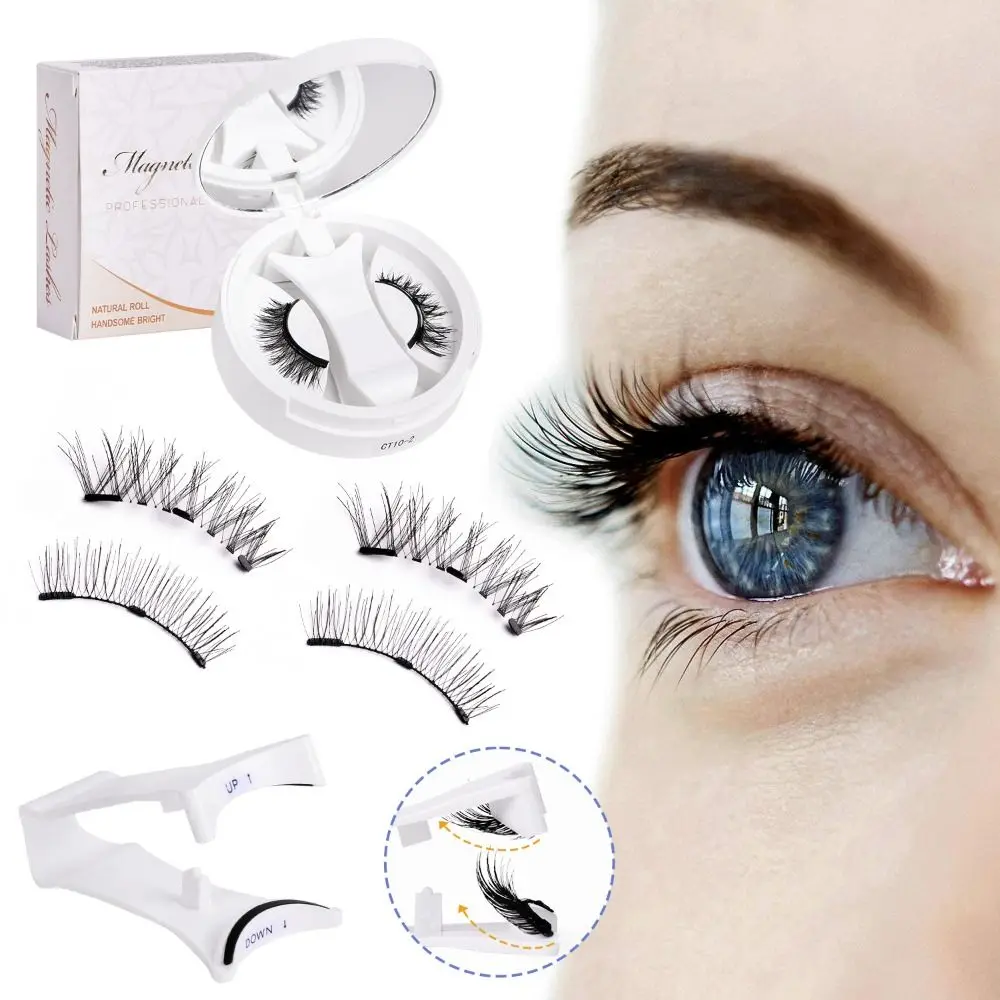 Fashion Repeatedly Magnetic Eyelashes with Applicator No Glue Required Natural Manga Lashes Easy To Use Wispy Lashes Women Girls