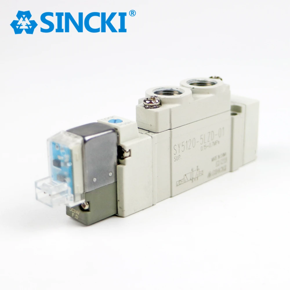 SY Series SY5120-5LZD-01 Internal Pilot 5 Port 2 Position Pneumatic Solenoid Valve DC24V