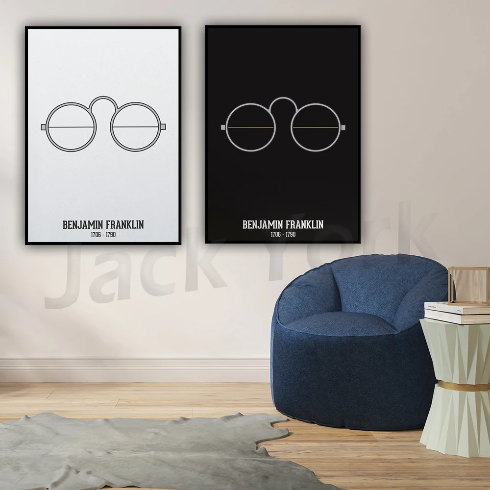 Bifocal Glasses Poster, Scientific Illustration, School Decor, American History Wall Art, Scientist and Inventions Print