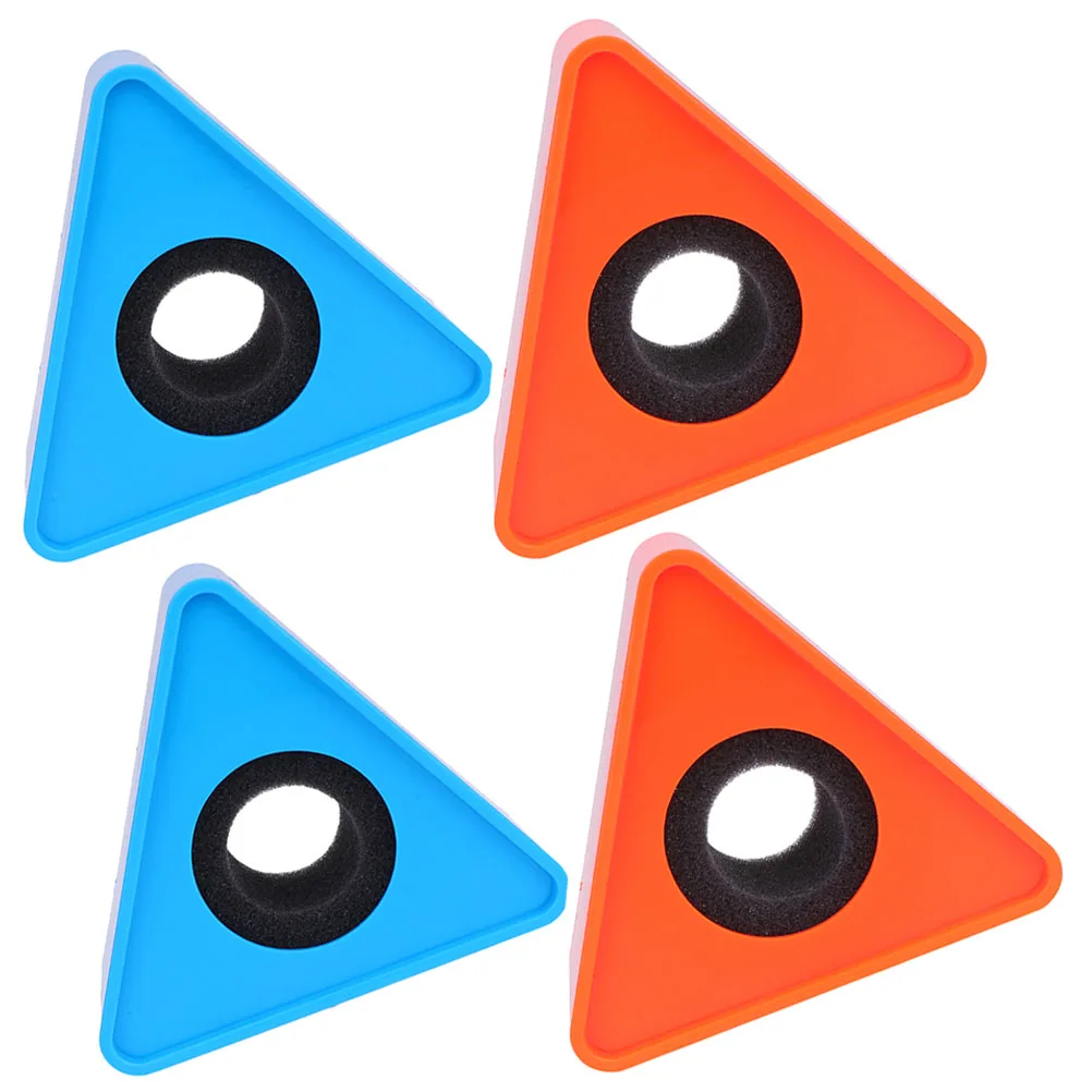 

4pcs Triangle Table Mark Microphone Flag Station Interview Logo Case Orange Sponge Holder Cube DJ Accessories Portable