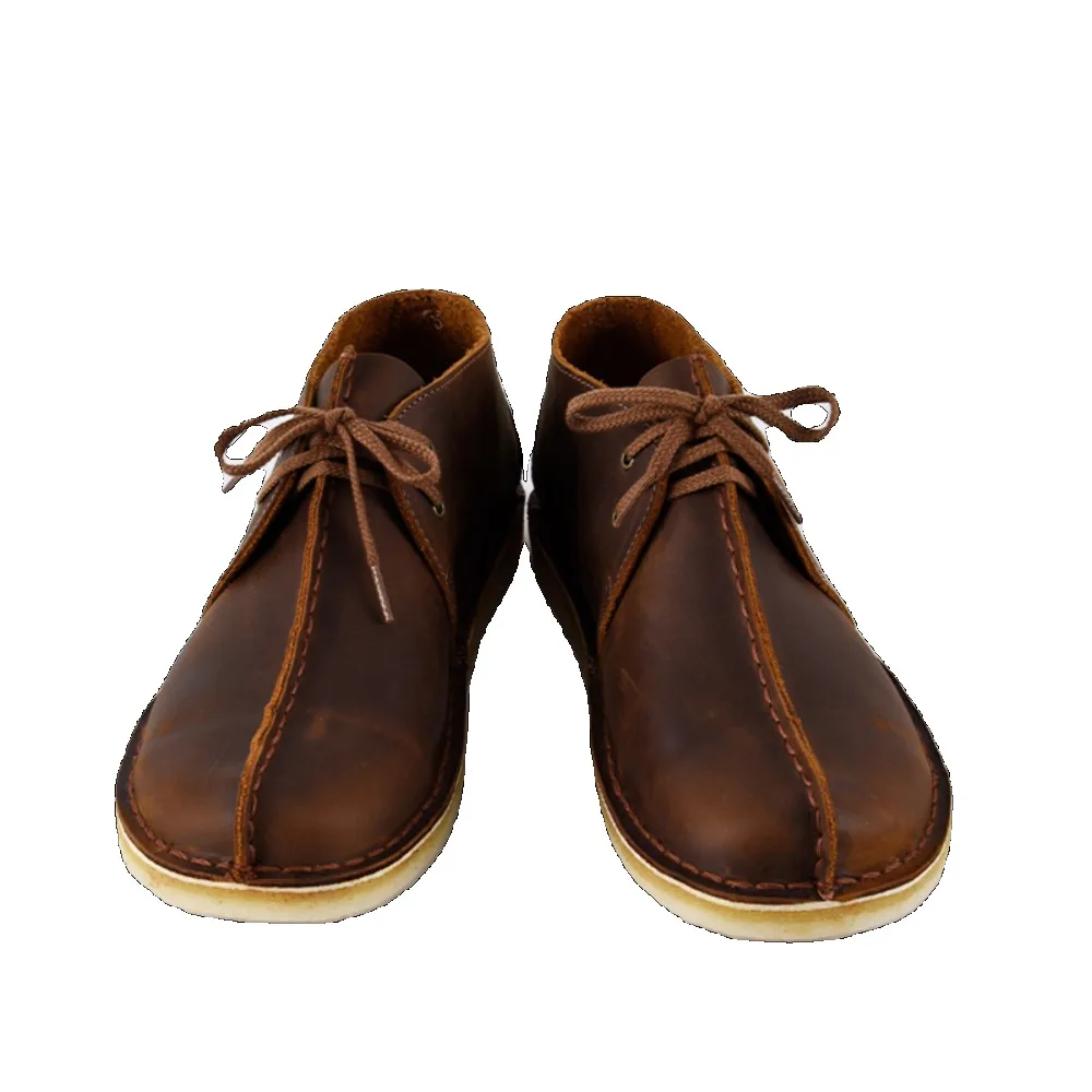 Fashion Genuine leather Beeswax Men's Desert Trek Boots Retro Casual Ankle Shoes with Raw Rubber Soles Walking Boots Sewing