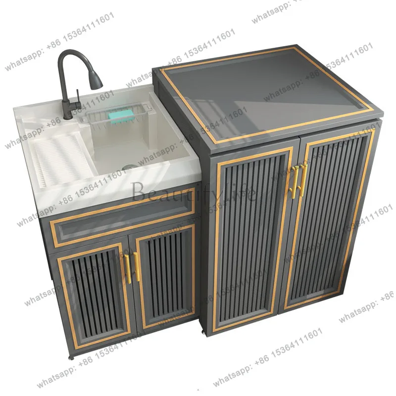 

Balcony Washing Machine Cabinet Combination Hand Washbasin with Rubbing Board