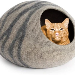 Premium Felt Pet Cat Bed Furniture Cave Handmade 100% Merino Wool Bed Cat Sleeping Cave Bed for Cats