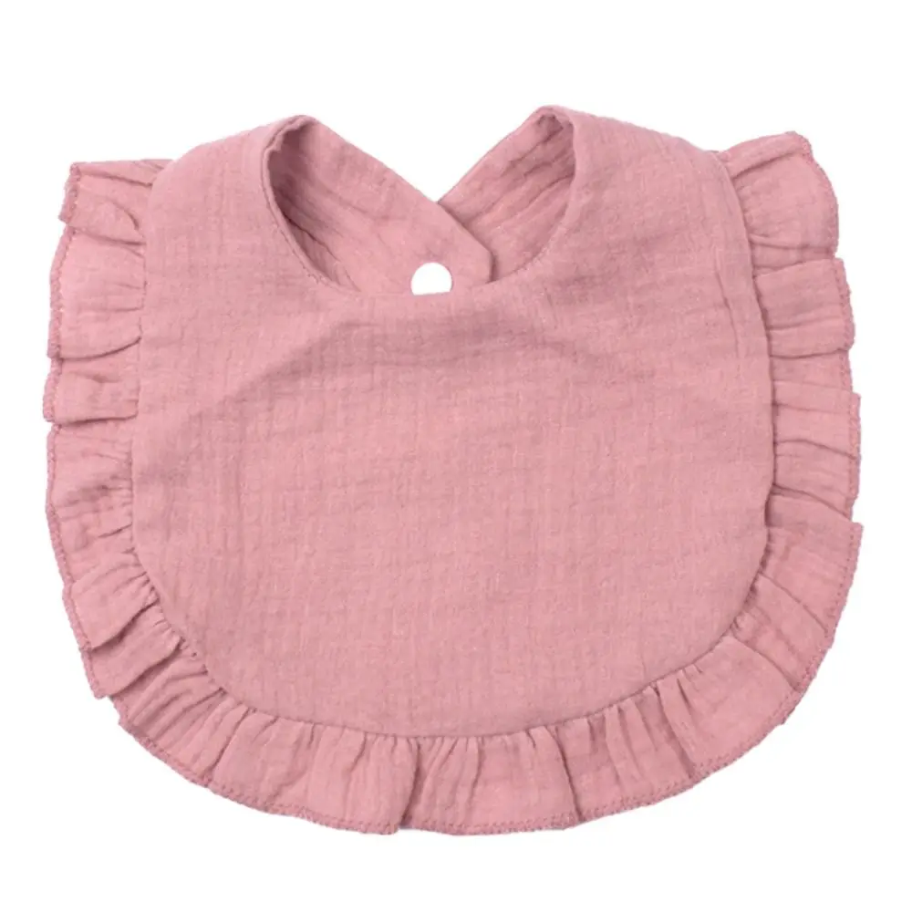 

High Quality Soft Muslin Baby Bibs Absorbent Solid Colored Gauze Toddler Bib Flounce Teething Drooling Bib Boys Girls
