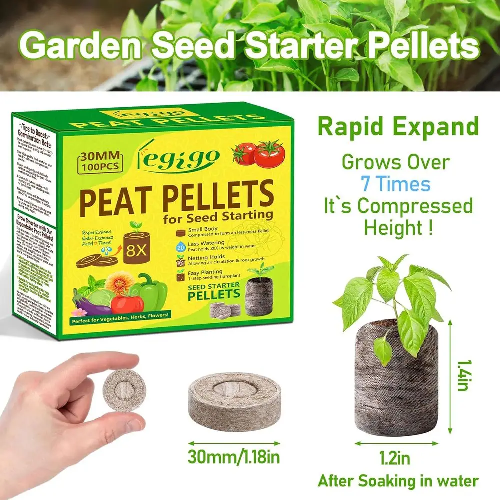 100 Pcs 30mm Peat Pellets Seed Starter Soil Pods - Seedling Soil Block Peat Pods or Seed Starting, Compressed Seed Pod Starter P