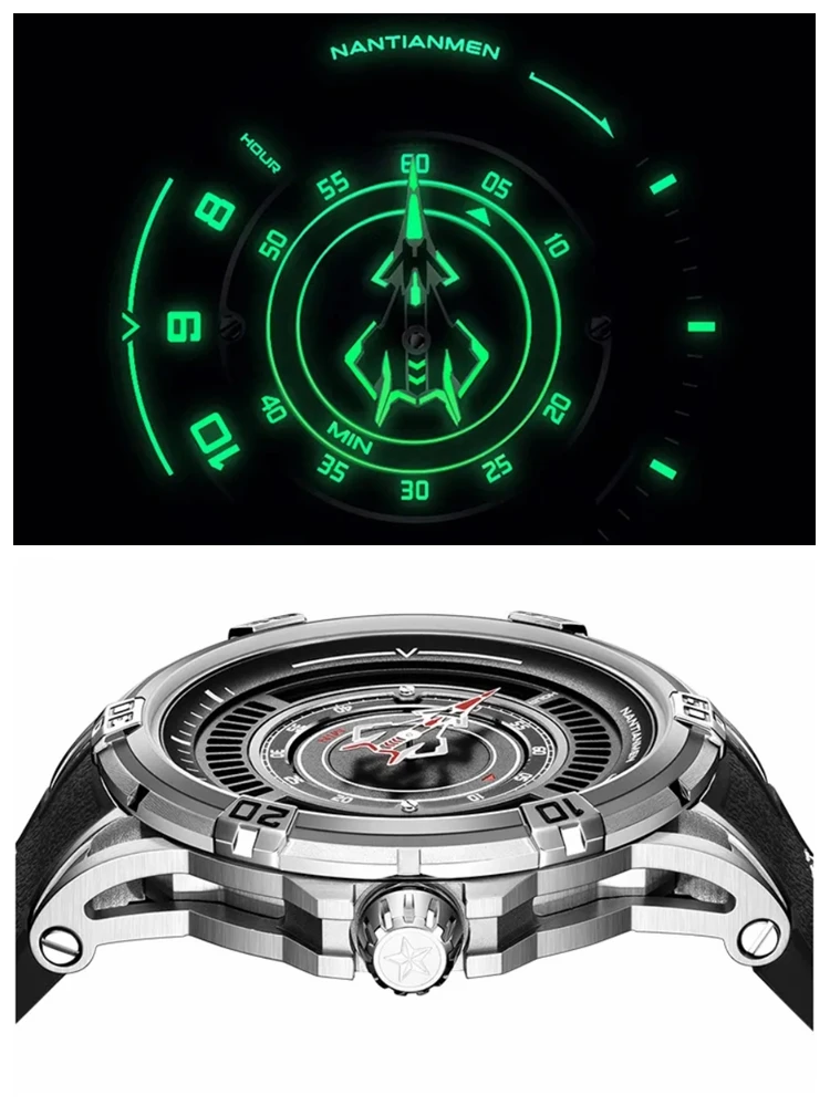 Pilot Automatic Watch Men Luxury Mechanical Wristwatch NANTIANMEN 6640 Watches 28800vph 80H Power Reserve Fighter Clocks AILUO