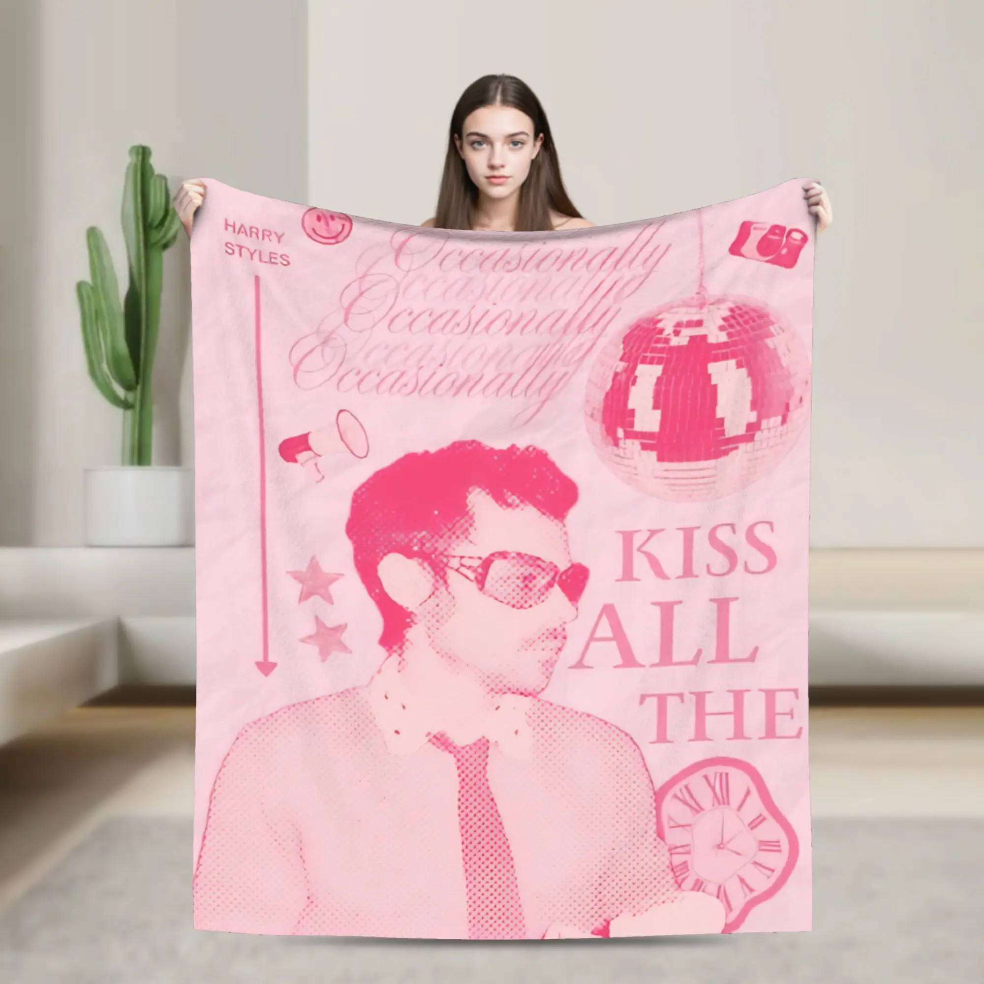 Kiss All The Time Knitted Blankets Harrys Music Styles Flannel Throw Blankets Summer Air Conditioning Personalised Bedspreads