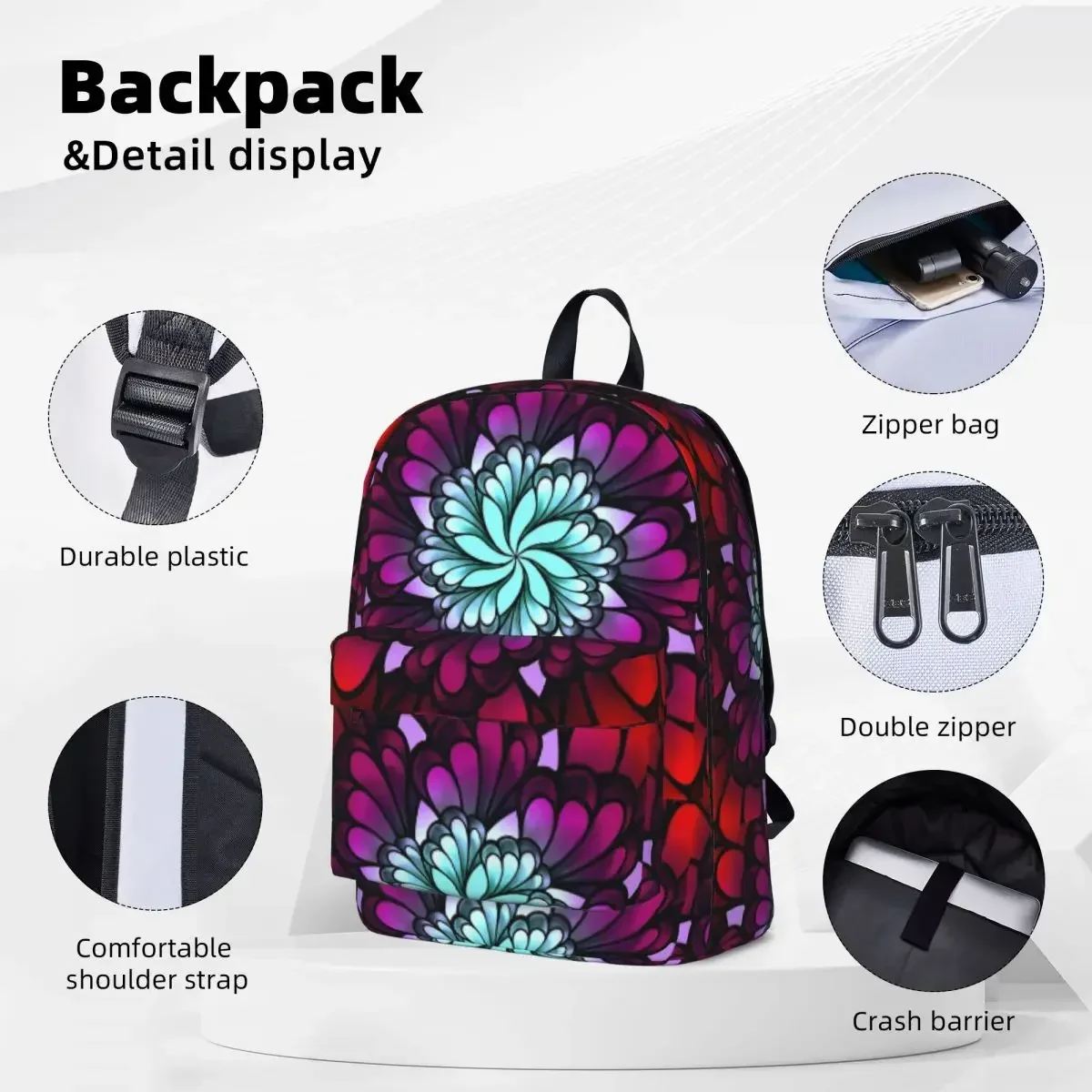 The Scarlet Garden Backpacks Boys Girls Bookbag Students School Bags Cartoon Travel Rucksack Shoulder Bag Large Capacity