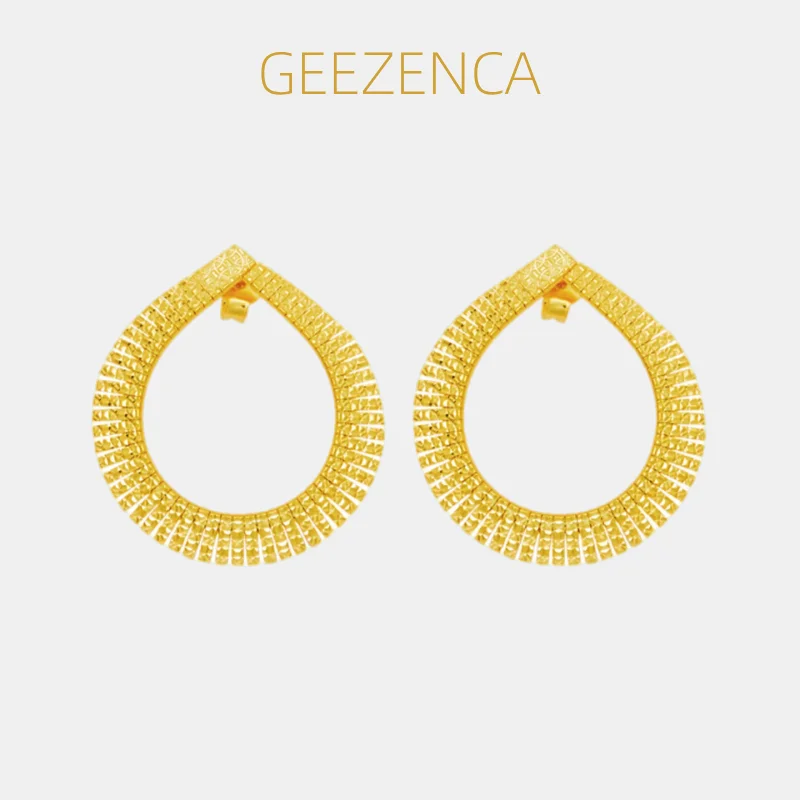 

Итальянские ювелирные изделия GEEZENCA, серьги-гвоздики из стерлингового серебра 925 пробы, полые серьги в форме буквы О для женщин, модные изящные сверкающие серьги, подарок на вечеринку