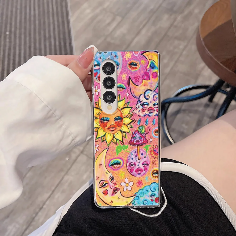 Sunflower Abstract For Samsung Galaxy Z Fold 6 5 4 3 2 Case Luxury Cover Shockproof Cover Accessories Samsung zfold654