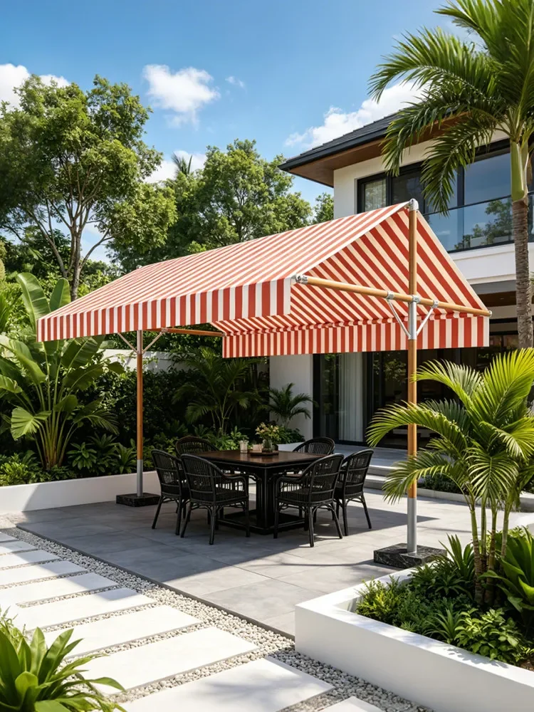 Double opening telescopic awning balcony folding awning courtyard parasol mobile awning