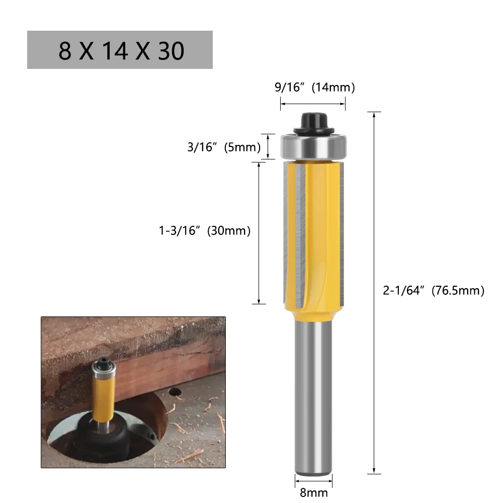AURWOF 1 Stück 8 mm Schaft-Fräser mit 4 Nuten, Holzfräser für die Holzbearbeitung, 14–16 mm, C08023 – Detail 8