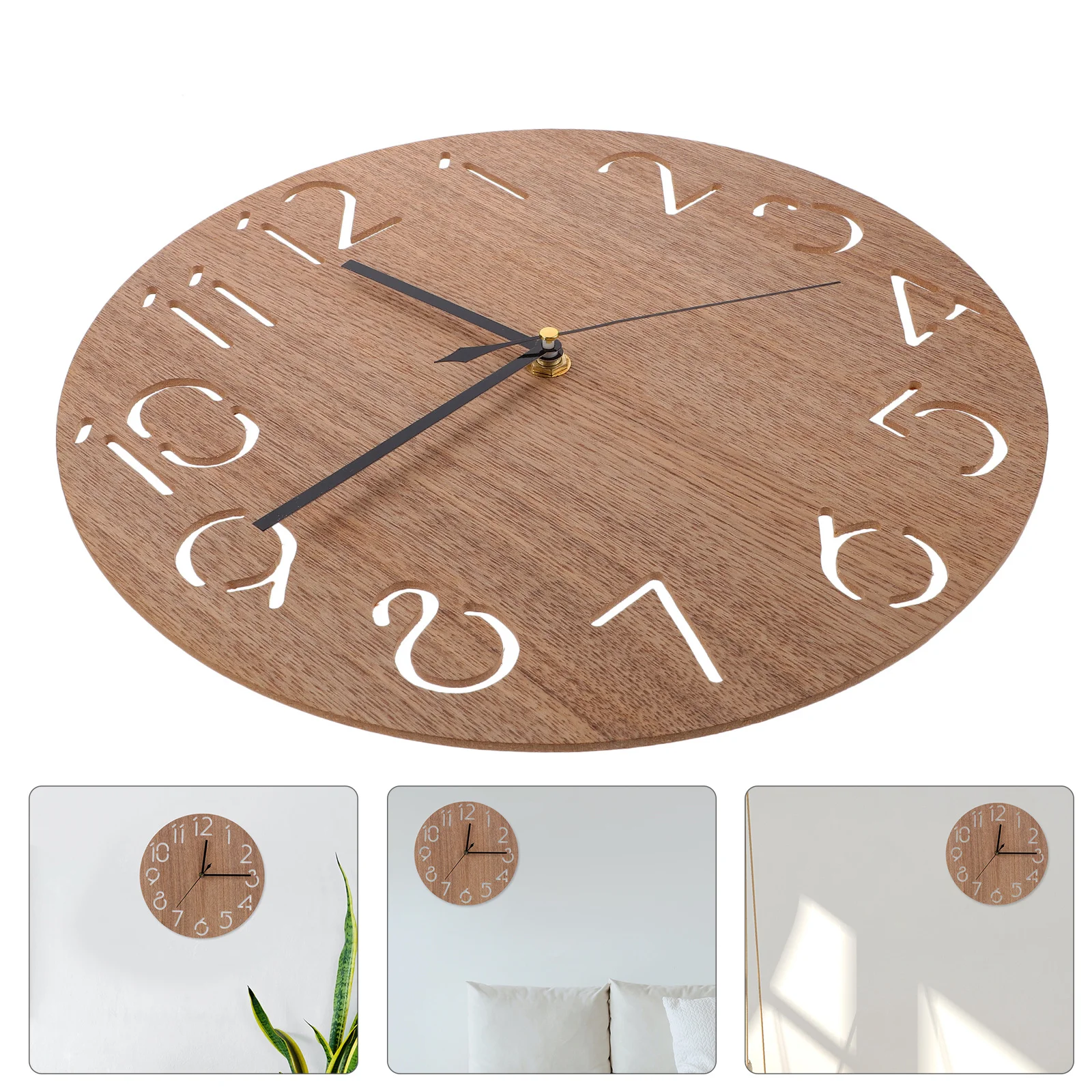 

Silent Wooden Round Wall Clock Mute Hanging Clock Bedroom Living Room Simple Style Home Decor Wooden Wall Clocks