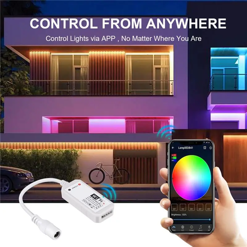 Promotion Day RGB Led Light Strip Voice Control Work With Alexa & Google Home, WIFI Wireless Smart Controller With Free App Via