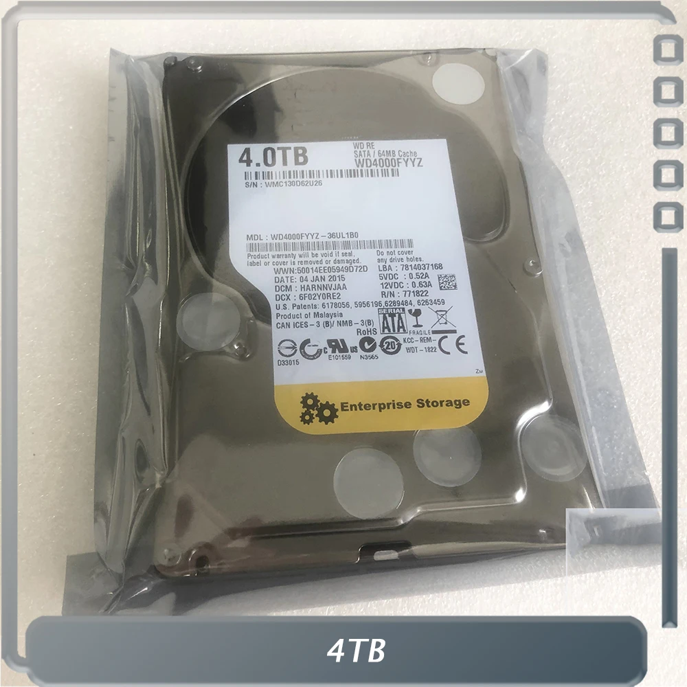 

Настольный жесткий диск WD4000FYYZ 4T 3,5 дюйма с мониторингом, корпоративный сервер 7200 об/мин