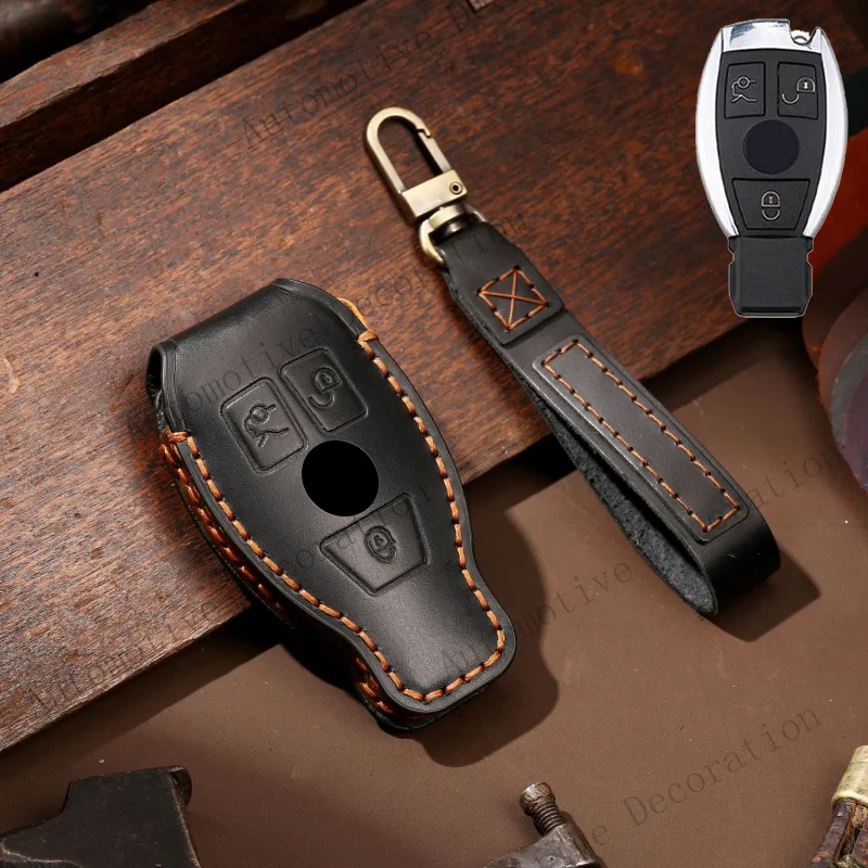 Z+ Genuine Leather Car Remote Key Case Cover For Mercedes Benz CLK CLS AMG A C E