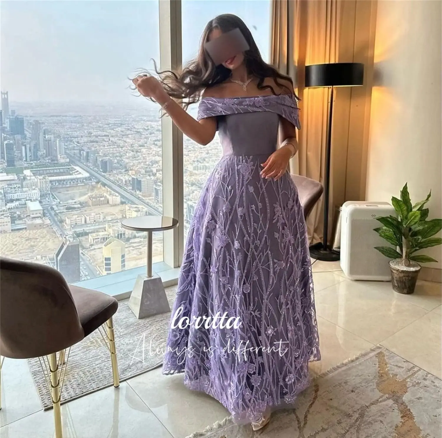 Evening Dress Satin Shiny Fabric Line A Eid Al-fitr Purple Formal Dresses Luxury Women 2024 New Special Occasion Gala Customized