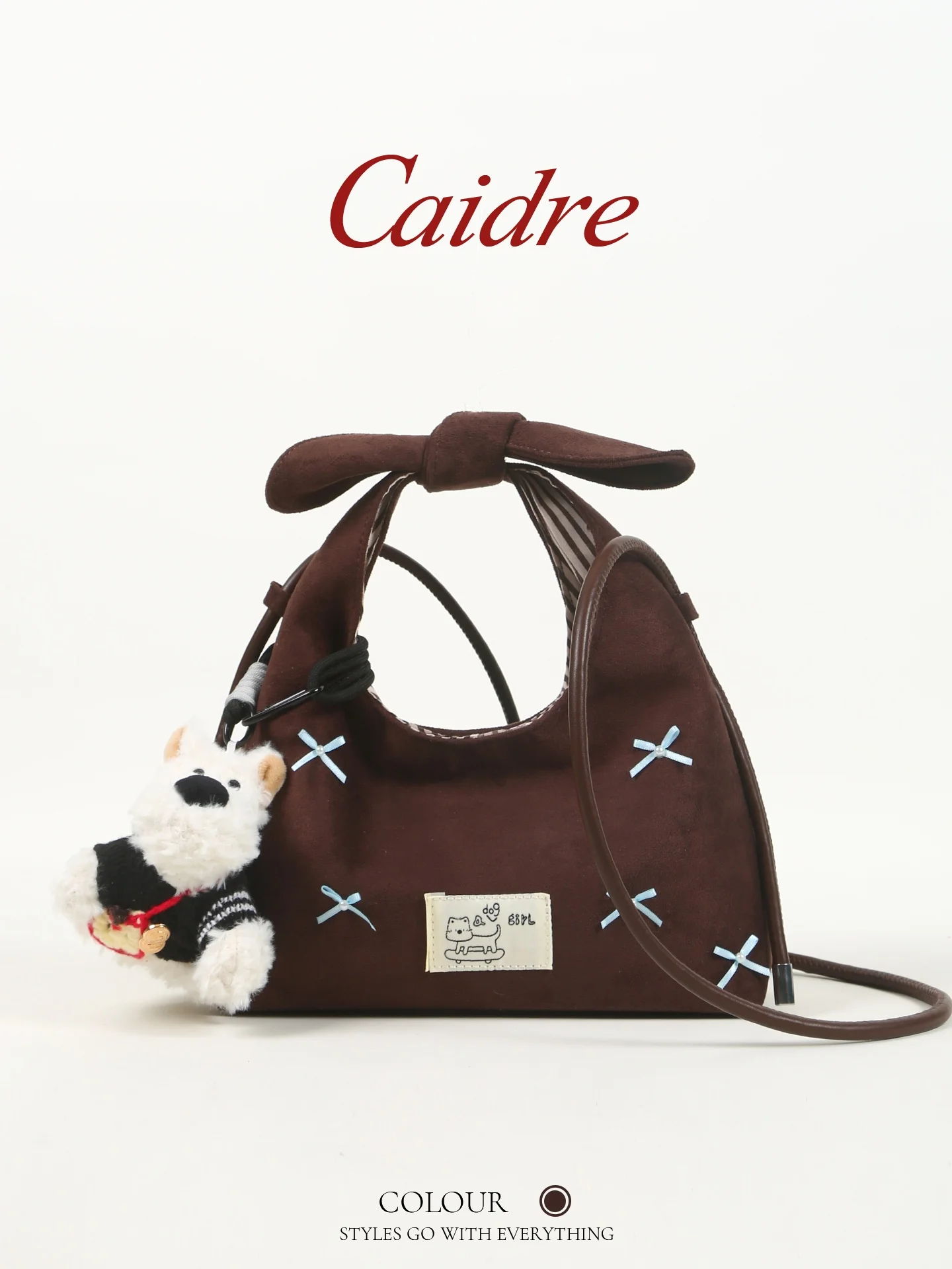 Caidre Cute Little Dog Handbag Women's Birthday Gift Lovely  Knot Small Shoulder Crossbody Bag Soft Korean Style Und...