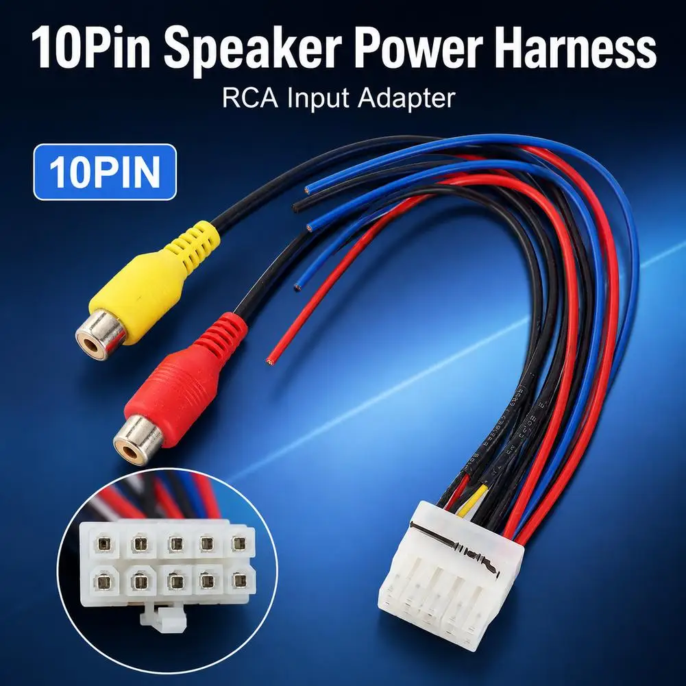For Dual For Dual TBX10A Amplifier Compatible 10 Pin Plug Car Stereo Sub-Woofer Power Harness RCA Adapter