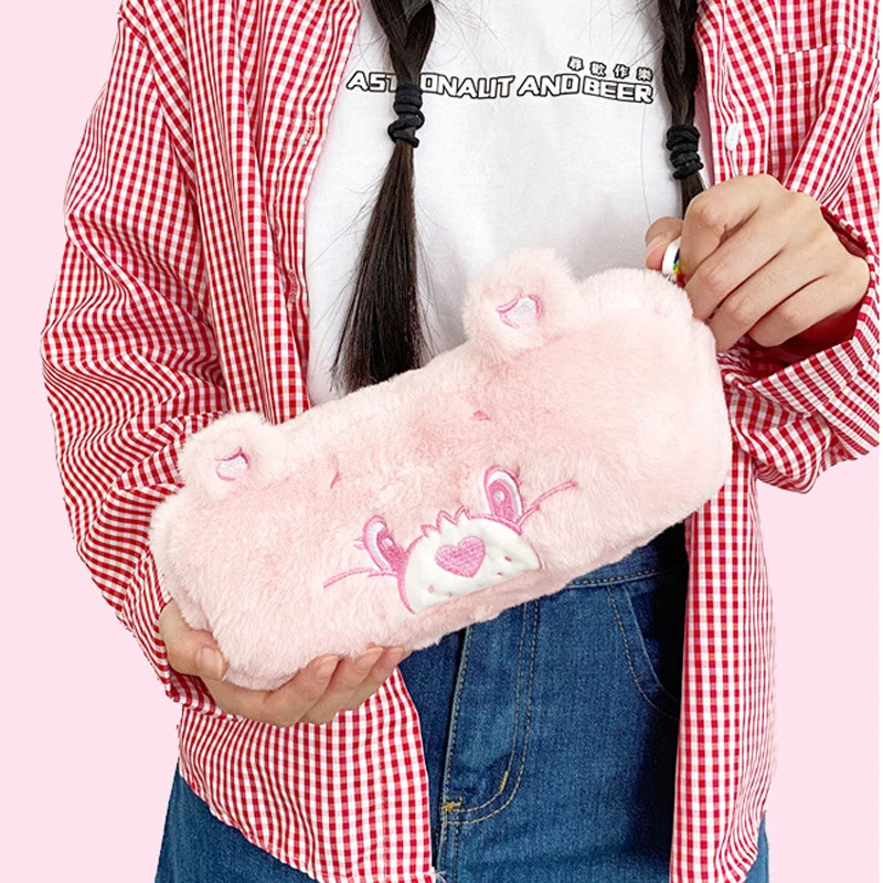 Kawaii Pencil Case Carebears Cute Student Stationery Embroidery High Capacity Pencil Case Cartoon Care Bears Doll Cosmetic Bag