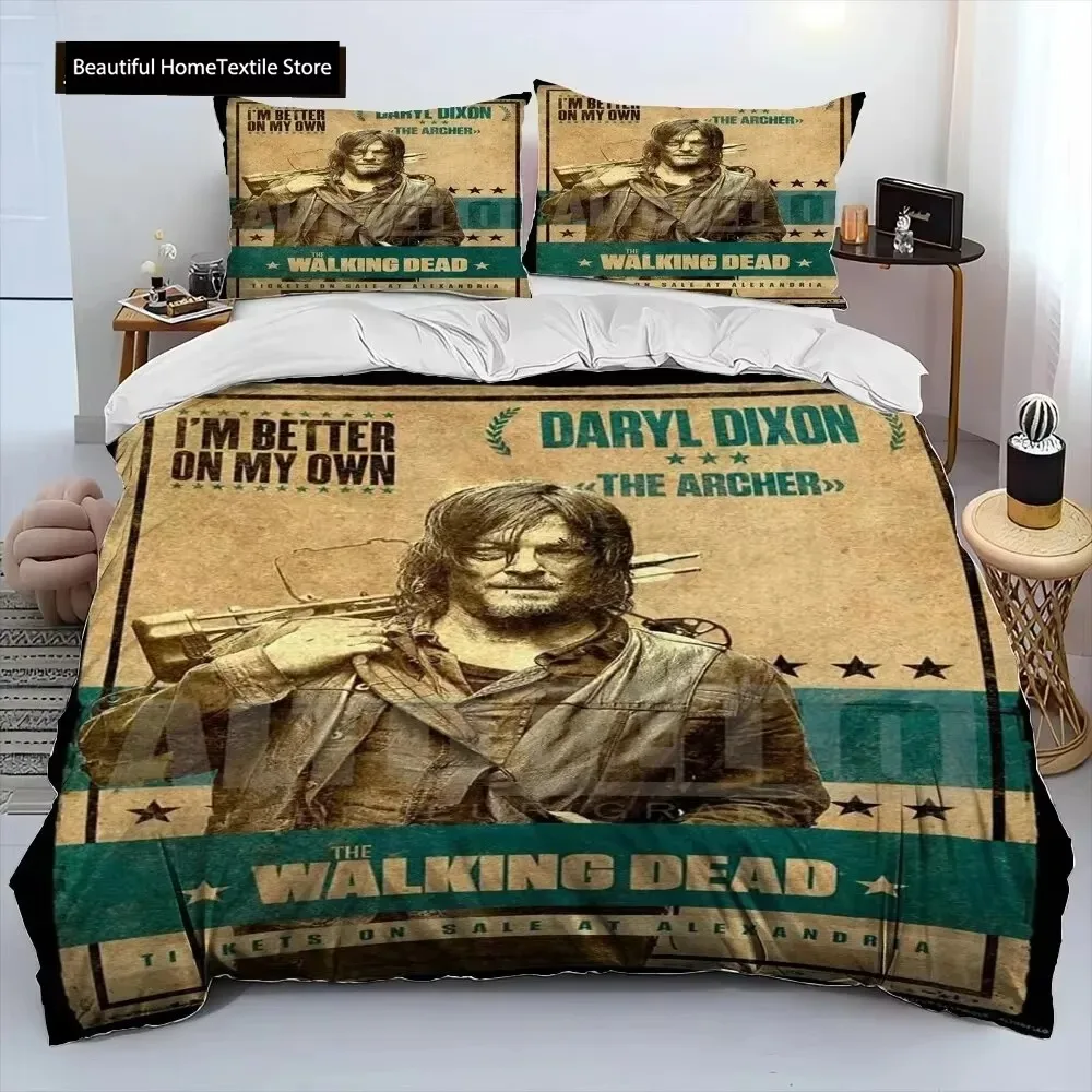 Horror TV The Walking Dead Lincoln Comforter Bedding Set,Duvet  Cover Bed Set Quilt Cover Pillowcase,King Queen Size Bedding Set