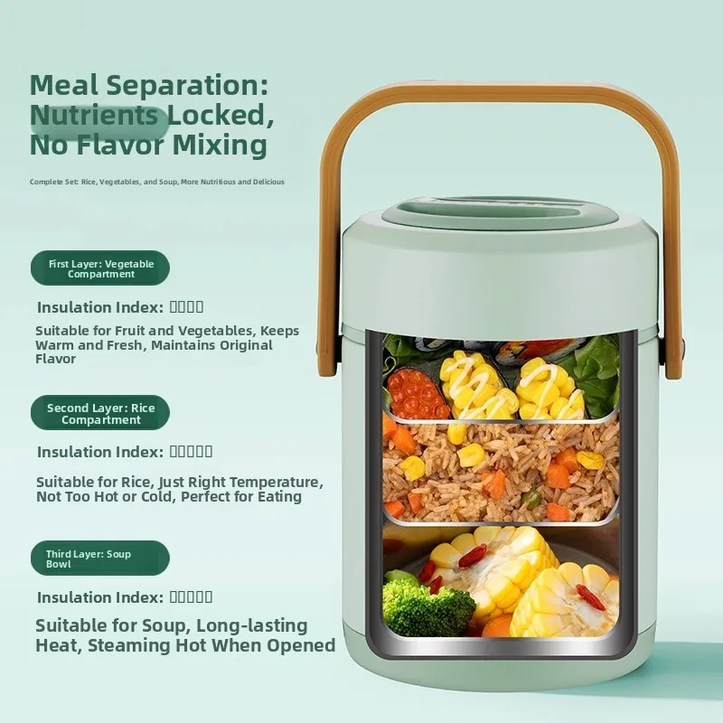 Ultra-Long Thermal Insulation Stainl Steel 304 Lunch Box Vacuum Student Bento Box Home Use Insulated Buet Antibacterial