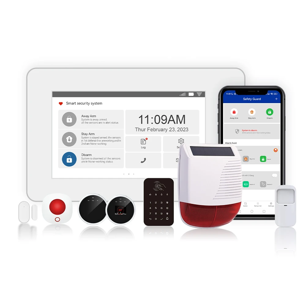 إصدارات جديدة لعام 2024، تطبيق حماية الأمان 4.3 بوصة، نظام إنذار أمان لاسلكي WiFi GSM مع 4 مناطق سلكية تدعم CMS #2