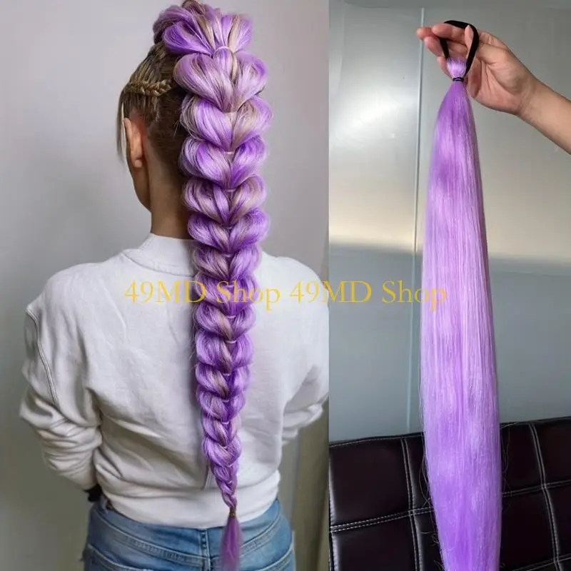 49MD Seamless Blend Braided High Ponytail Hairpiece Breathable Wigs For Extended Wear During Dance Parties