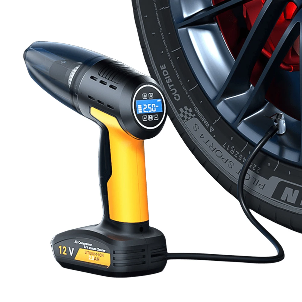 Car Vacuum Cleaner Cordless Tyre Inflator Tire Pressure Gauge Wireless Air Duster Strong Suction for Home Car Bicycle Motorcycle