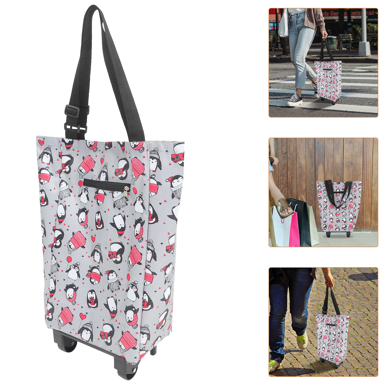 

1pc Foldable Shopping with Wheels Grocery Bag Bag With Wheels Portable Trolley Storage Solution Wheeled Tote Bags