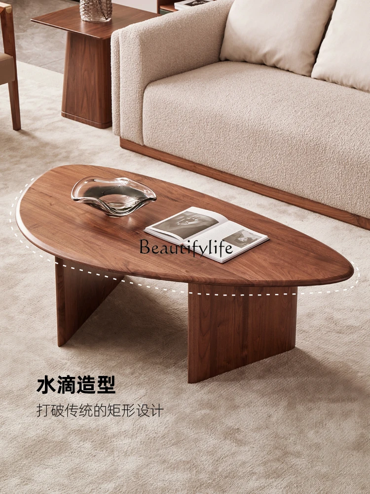 Black Walnut Pure Solid Wood Creative Designer Living Room Water Drop Tea Table Combination Nordic Side Table