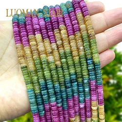 2x6MM Flat Rondelle Tourmaline Chalcedony Natural Stone Abacus Spacer Beads for Jewelry Making Diy Bracelet Charms Accessories