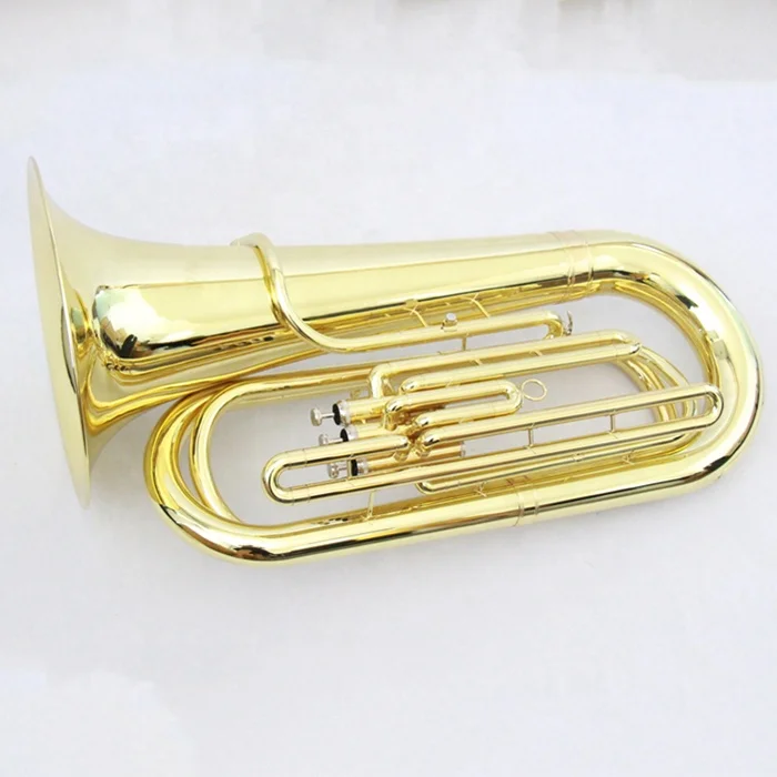 

Hooqu Chinese Professional Musical Instrument 3 Pistons Bb Tone Tuba Wholesale Brass Instruments Tuba