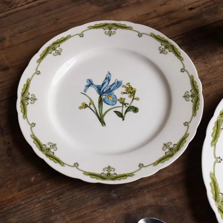 

European ceramic high-end French elegant daffodil western plate retro 8-inch plate dessert plate