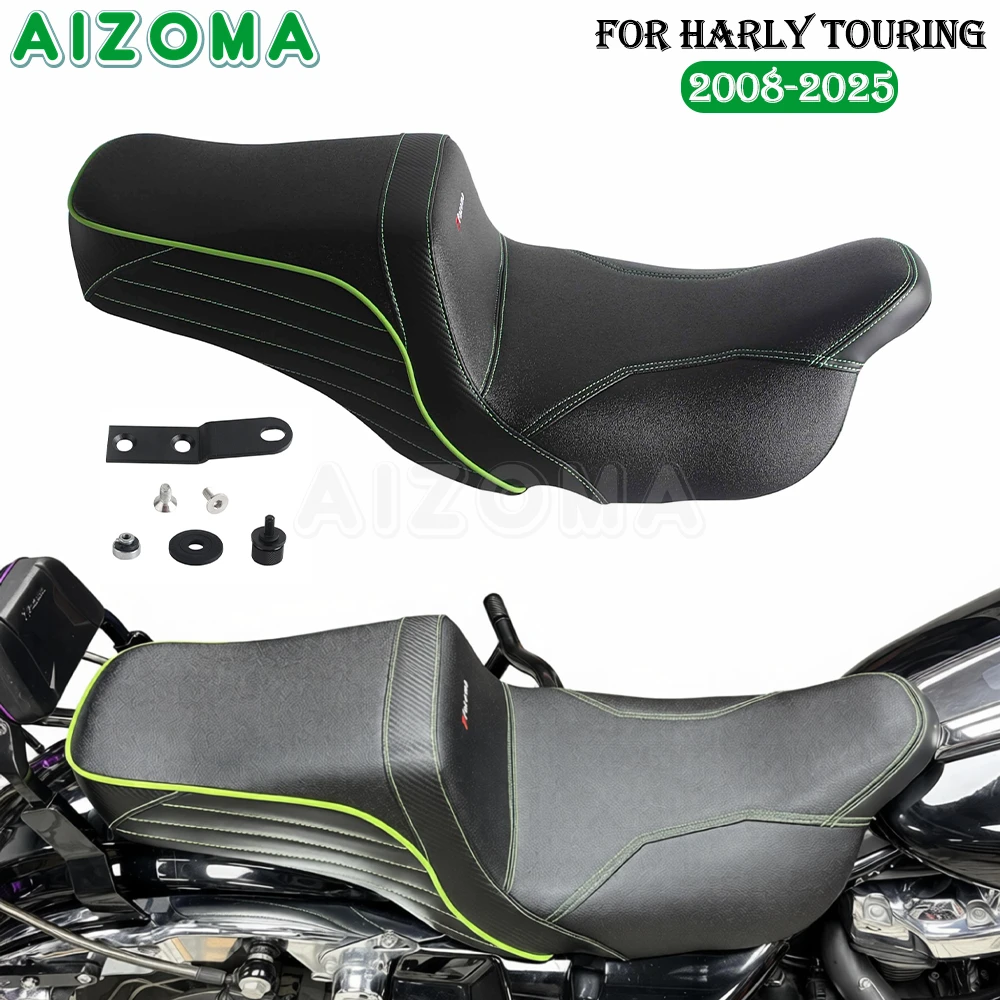 Motorcycle Two-Up Seat Driver Passenger Seat w/Mounting Nut For Harley Touring Electra Street Road Glide CVO Road King 2008-2025