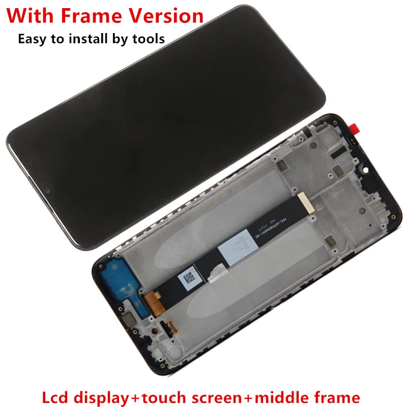 Digitizer layar sentuh LCD 6.53 inci, komponen perbaikan rakitan untuk Xiaomi Redmi 9 LCD LCD