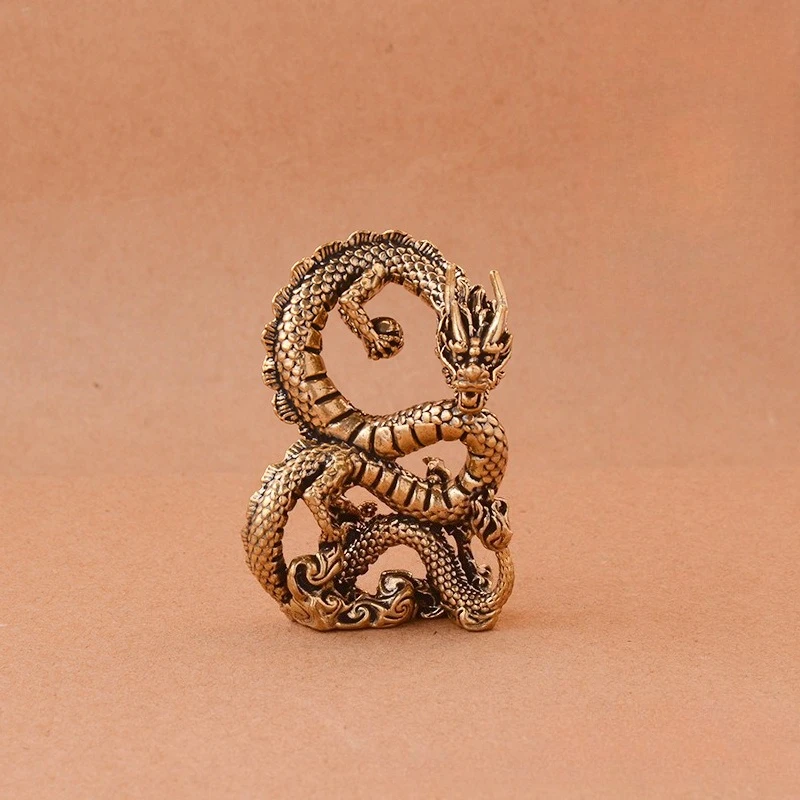 1pcs Brass Zodiac Dragon Statue Desktop Ornament Home Feng Shui Decorations Wealth Lucky Chinese Mythical Beast Figurines Crafts
