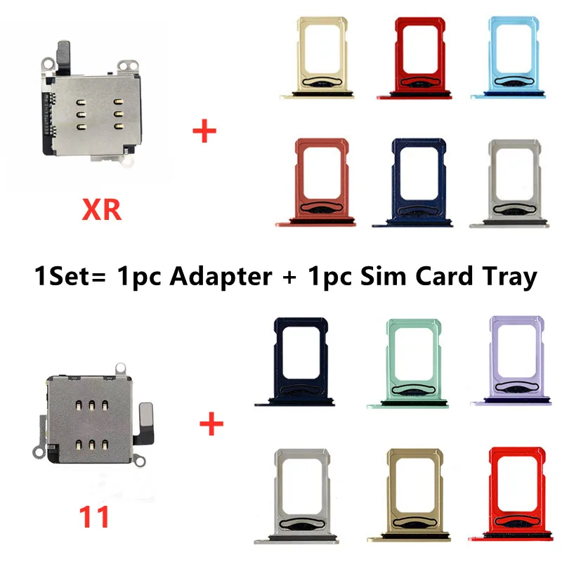 Dual Sim Card Reader Connector Flex Ribbon Cable For iPhone 11 XR Sim Card Tray Slot Holder