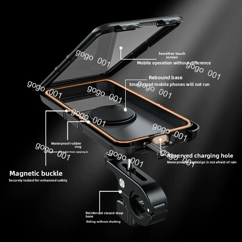 Waterproof E-Bike Phone Holder with Rain Cover – Shockproof Handlebar Mount, Motorcycle GPS Navigation Bracket for Scooter