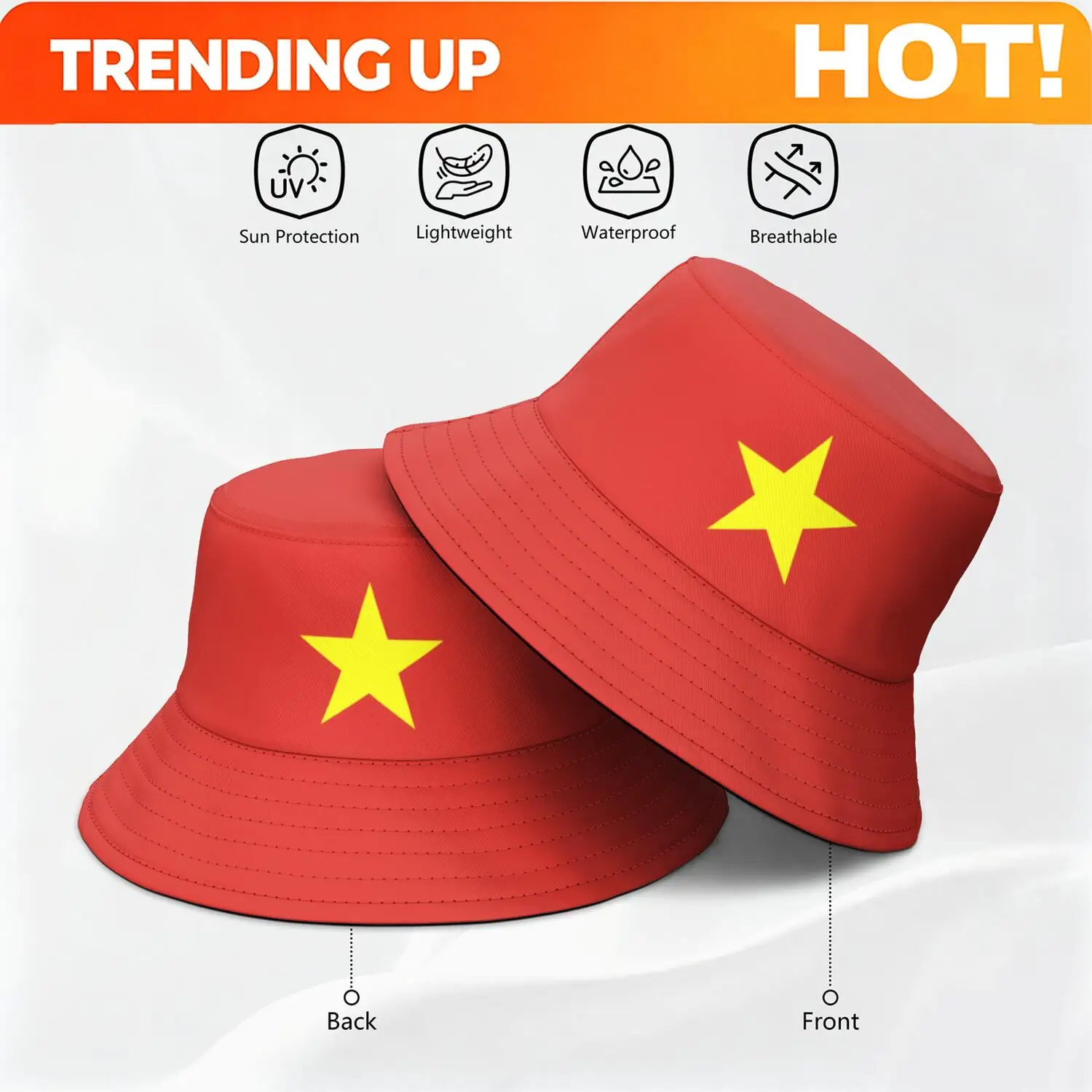 Viet Nam Custom Made Name badge Team Logo Bucket Cap Vnm Country Travel Vietnam Nation Vietnamese Flag Photo Fisherman Hats