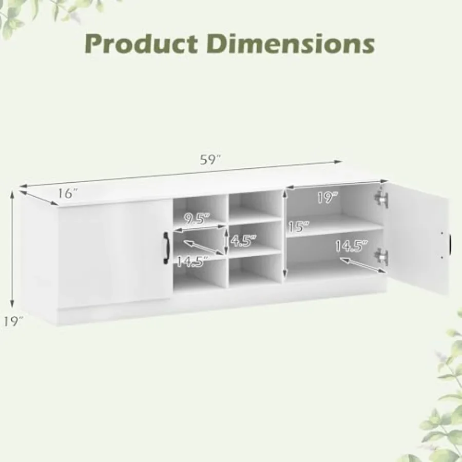 2-Door Shoe Storage Bench for Entryway, Hallway, Foyer, Living Room Wooden Modern Shoe Cabinet with Adjustable Shelves 6 Compar