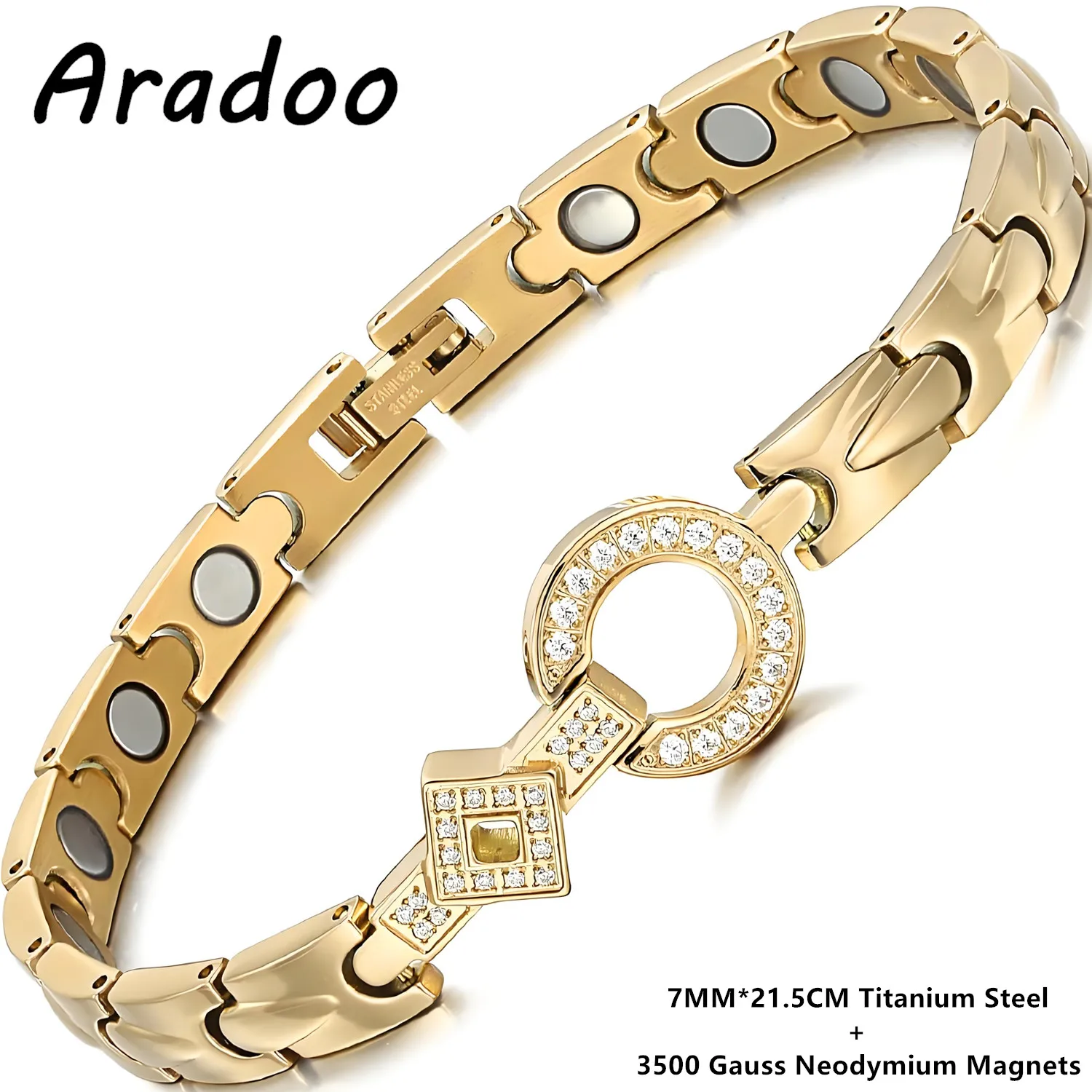 ARADOO Premium-Armbänder aus Titanstahl mit Zirkonia für Damen, elegantes Armband, Schmuck, Geschenke