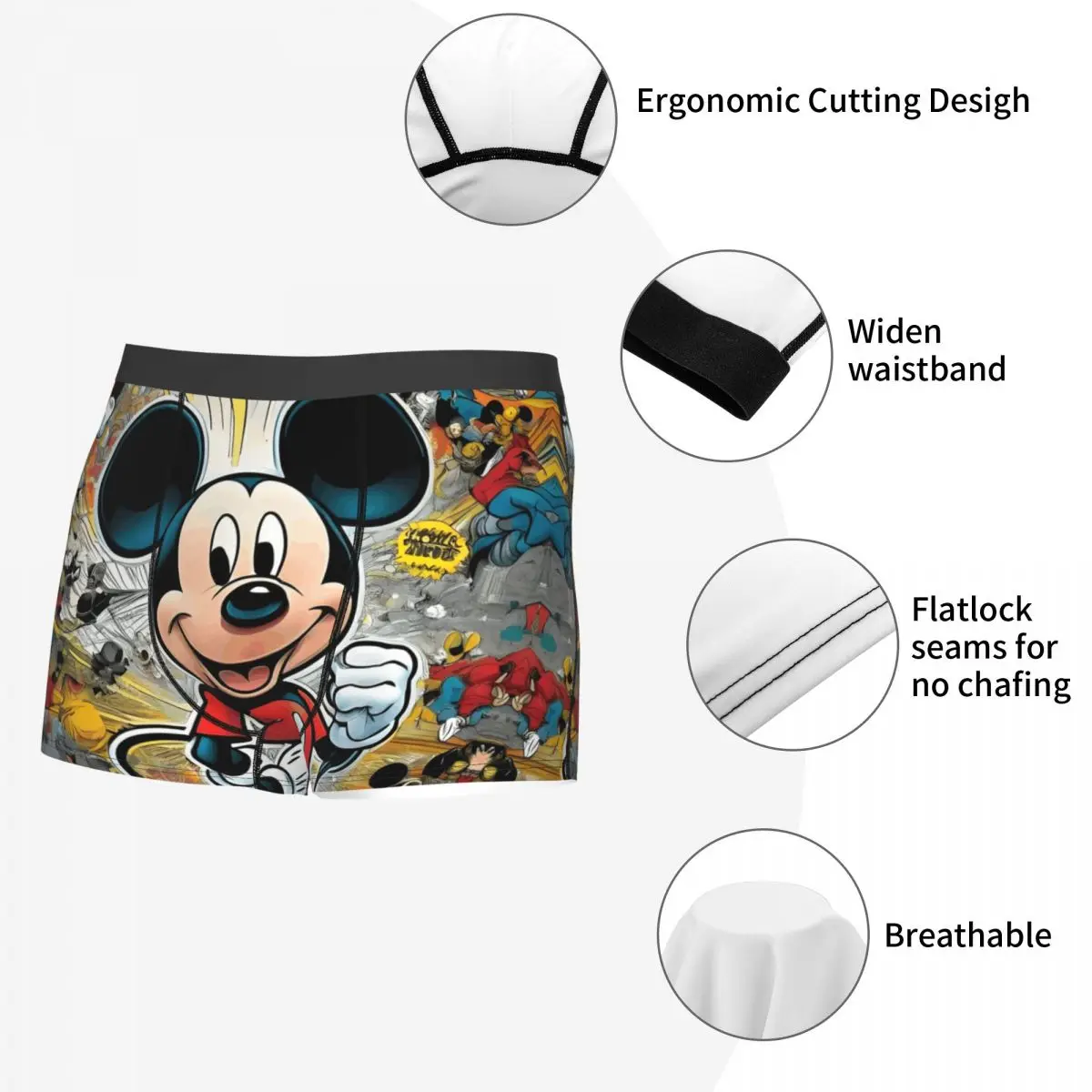 مخصص الذكور مضحك ميكي ماوس الملابس الداخلية أزياء الكرتون لطيف طباعة الرسوم المتحركة الملاكم ملخصات لينة السراويل سراويل داخلية